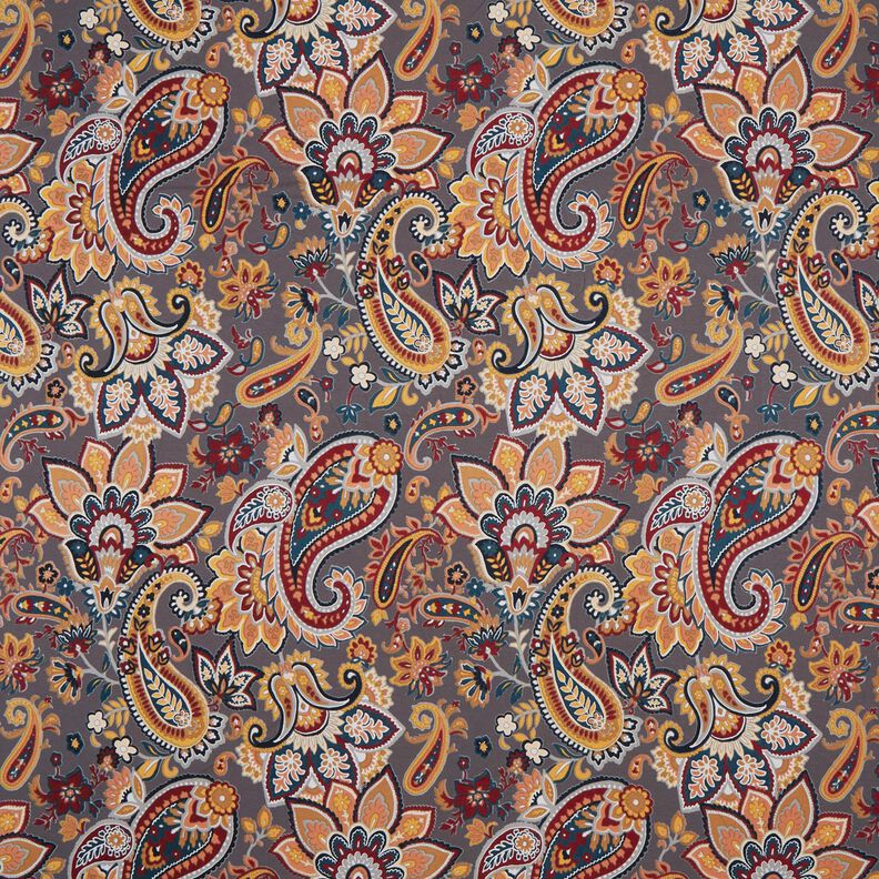 Jersey de viscose Paisley – pedra cinzento/mostarda,  image number 1