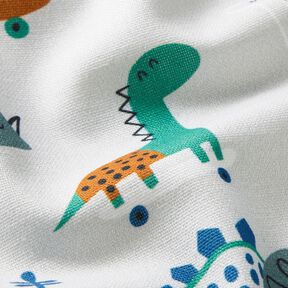 Tecido para decoração Meio linho Panamá Dinossauros de skate – cinzento-prateado/hortelã-pimenta, 