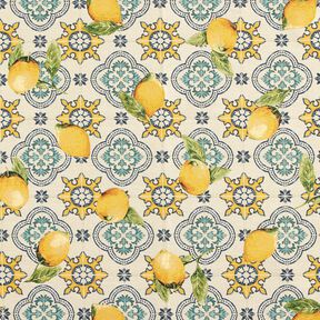 Tecido para decoração Gobelina Azulejos de limão – natural/amarelo-limão, 