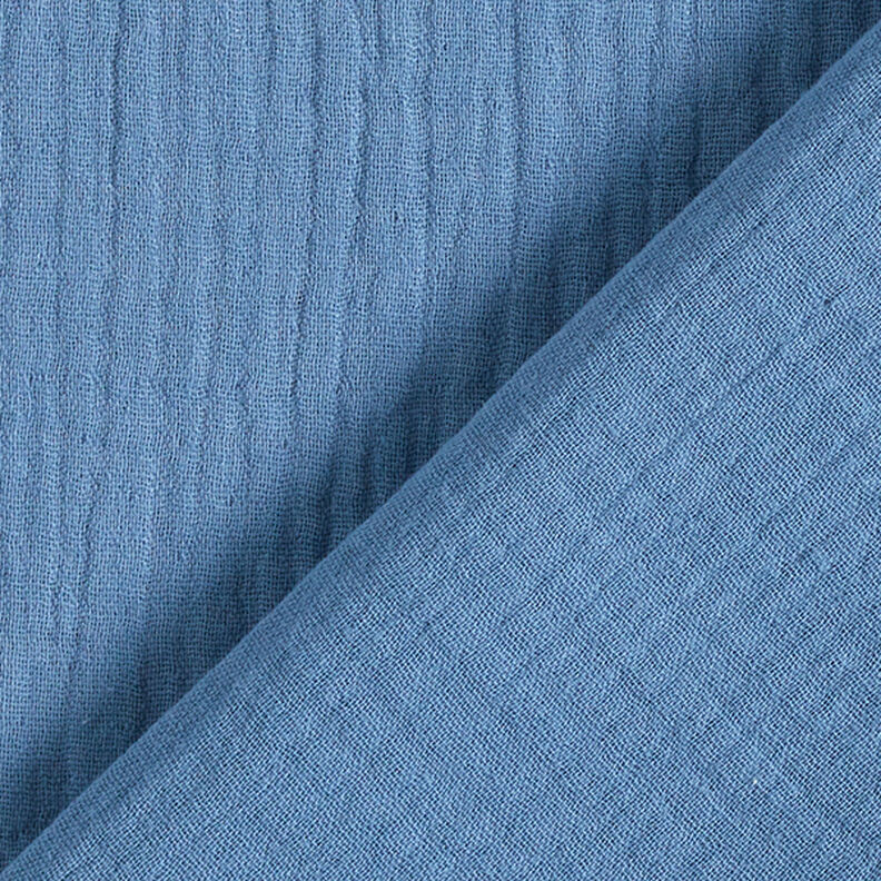 Musselina/ Tecido plissado duplo – azul aço,  image number 4