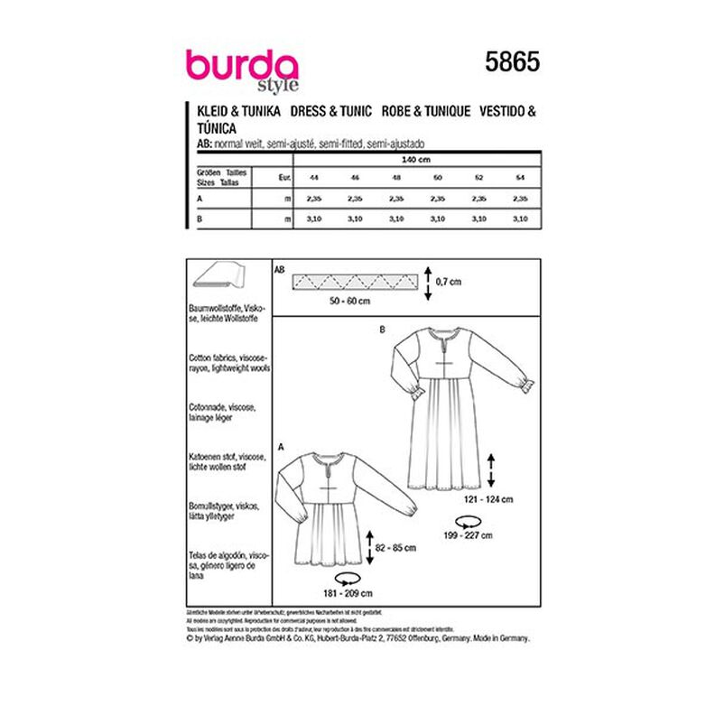 PlusSize Vestido / Túnica plus size | Burda 5865 | 44-54,  image number 9