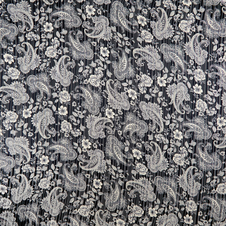 Chiffon Riscas de cetim Paisley – azul-marinho,  image number 1