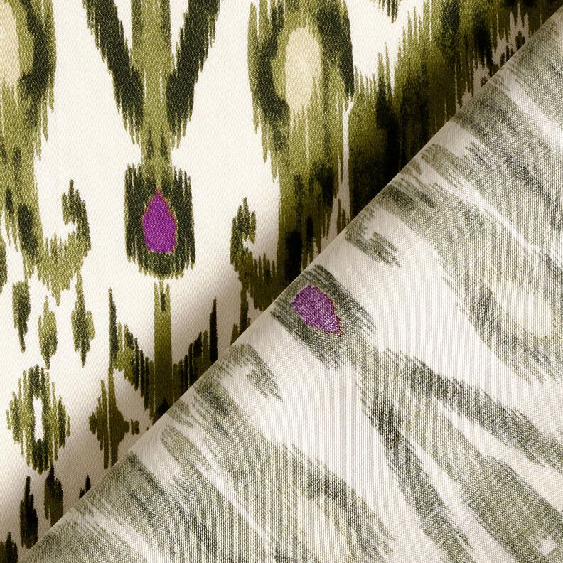 Cetim de viscose Padrão Ikat – branco/pistáchio,  image number 5