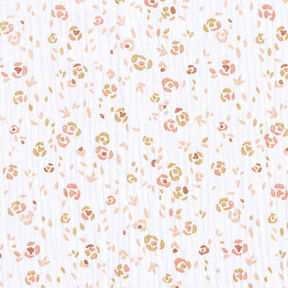 Musselina/ Tecido plissado duplo Flores abstratas – branco, 
