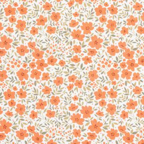 Tecido para decoração Cetim de algodão Mar floral – laranja-pêssego/branco, 