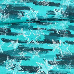 French Terry Sweat de verão Variações de estrelas | Glitzerpüppi – azul marinho, 