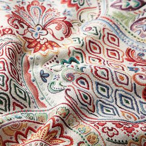 Tecido para decoração Gobelina Paisley colorido – branco sujo, 