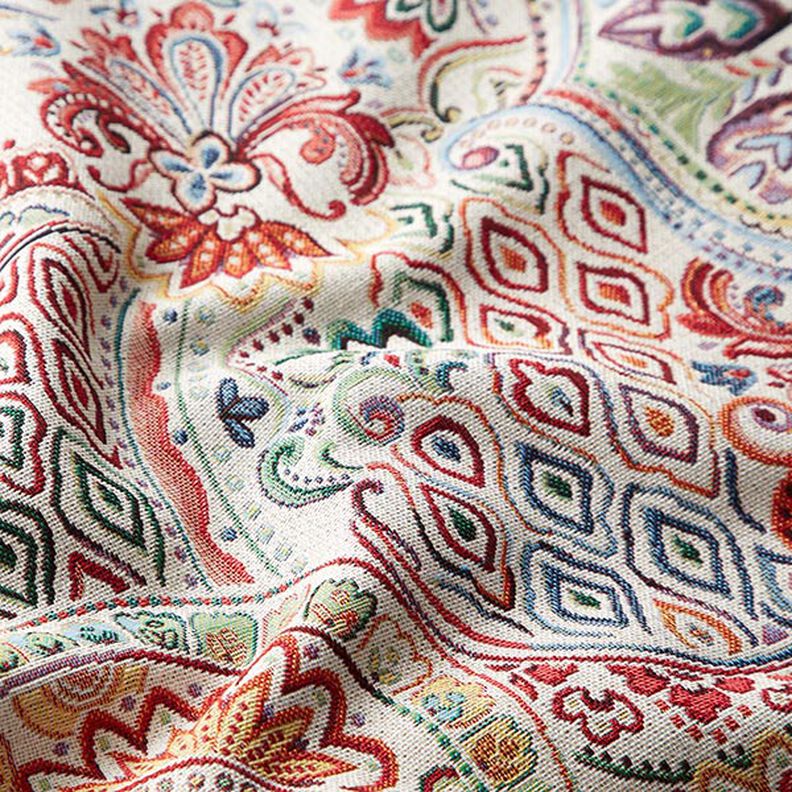 Tecido para decoração Gobelina Paisley colorido – branco sujo,  image number 2