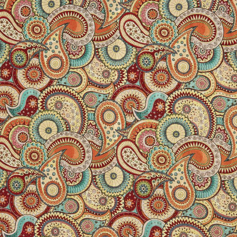 Tecido para decoração Gobelina Paisley abstrato – bege claro/carmin,  image number 1