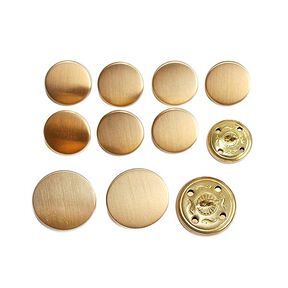 Fato Botão Conjunto [ 11-peças ] – dourado metálica, 