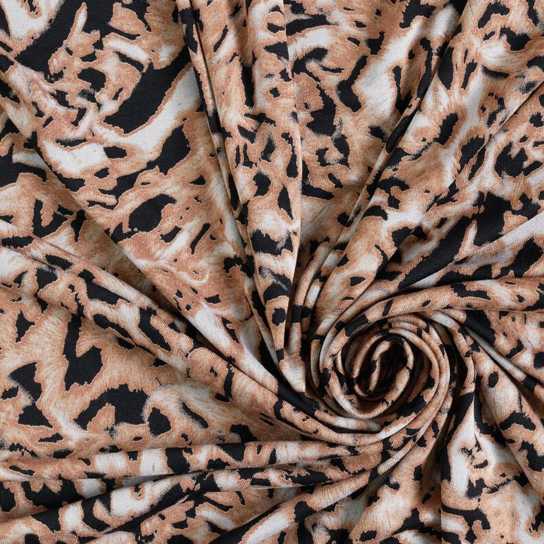 Jersey de viscose Estampado Leo abstrato – castanho claro/preto,  image number 3