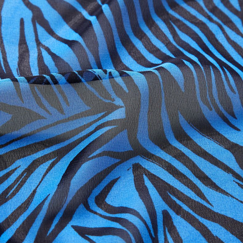 Chiffon Riscas de zebra – azul/preto,  image number 2