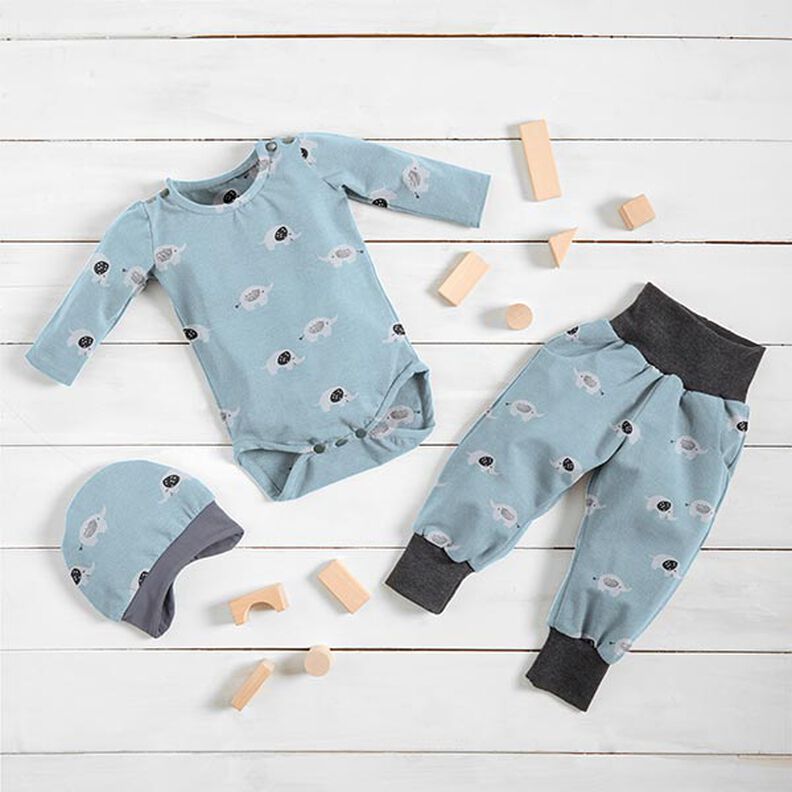Jersey de algodão Elefantes bebés – azul claro,  image number 8
