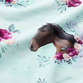 Jersey de algodão Cavalo de flores | Glitzerpüppi – azul-gelo/púrpura média, 