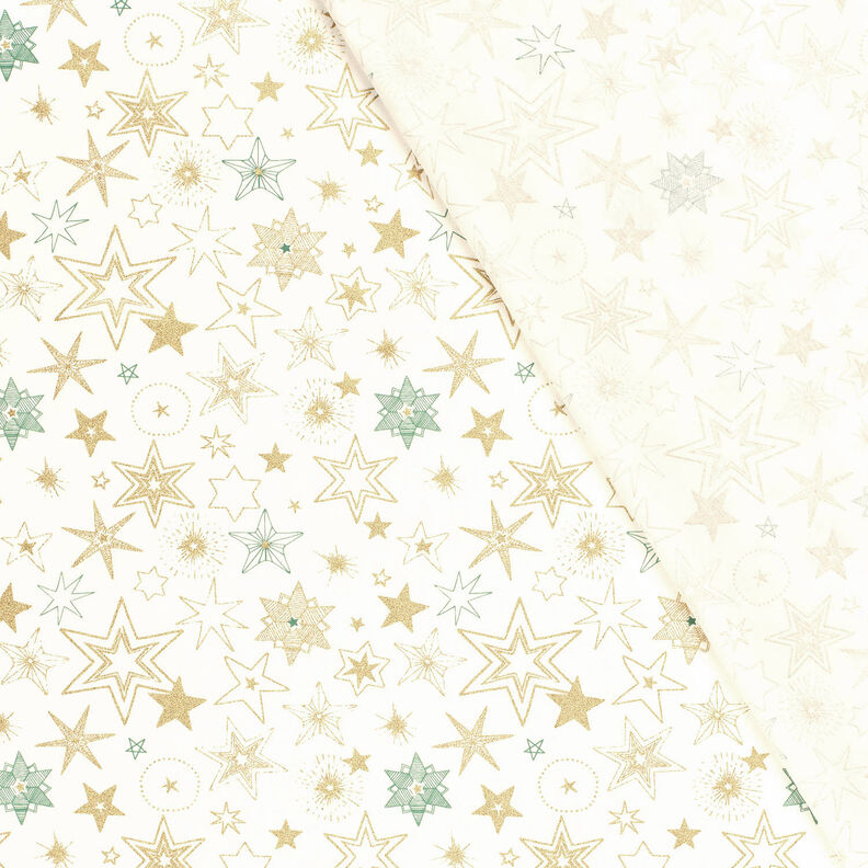 Tecido de algodão Popelina Estrelas grandes – branco sujo/dourado,  image number 4