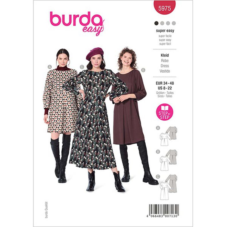 Vestido com decote de barco | Burda 5975 | 34-48,  image number 1