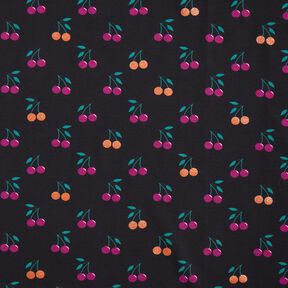 Jersey de algodão Cerejas Brilho | by Poppy – preto, 
