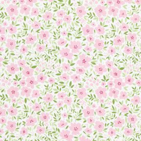 Tecido para decoração Cetim de algodão Mar floral – rosa-claro/branco, 