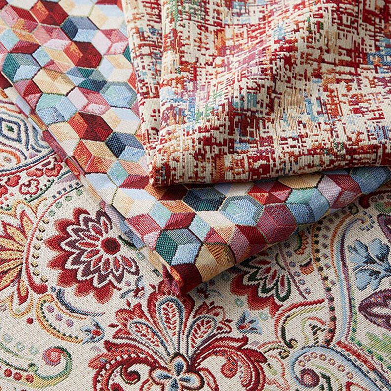 Tecido para decoração Gobelina Paisley colorido – branco sujo,  image number 5