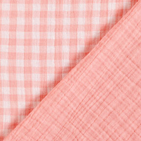 Musselina/ Tecido plissado duplo Xadrez Vichy com fio tingido – rosa embaçado/branco, 