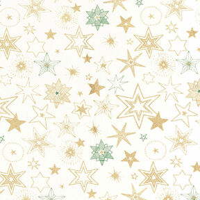 Tecido de algodão Popelina Estrelas grandes – branco sujo/dourado, 