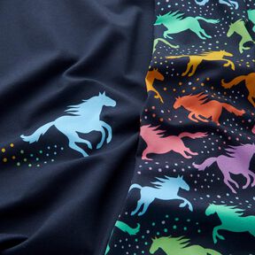 Jersey de algodão Barra Barra Dreamland Horses | Stoff&Liebe – azul-noite, 