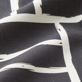 Tecido para decoração Meio linho Panamá Retículo abstrato – marfim/preto, 
