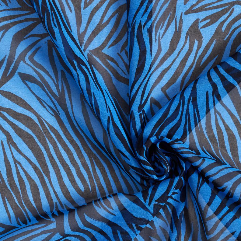 Chiffon Riscas de zebra – azul/preto,  image number 3