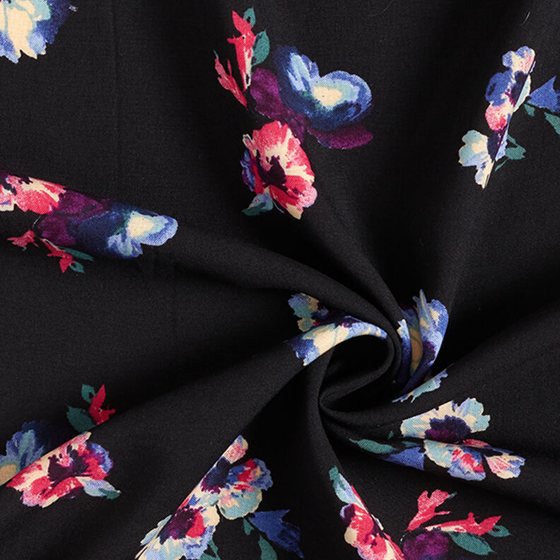 Tecido de viscose Pintura floral – preto,  image number 3