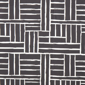 Tecido para decoração Meio linho Panamá Retículo abstrato – marfim/preto, 
