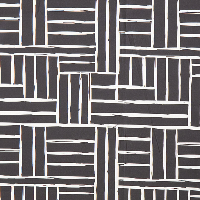 Tecido para decoração Meio linho Panamá Retículo abstrato – marfim/preto,  image number 1