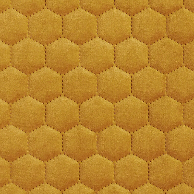 Tecido para estofos Veludo acolchoado Favos de mel – mostarda,  image number 1