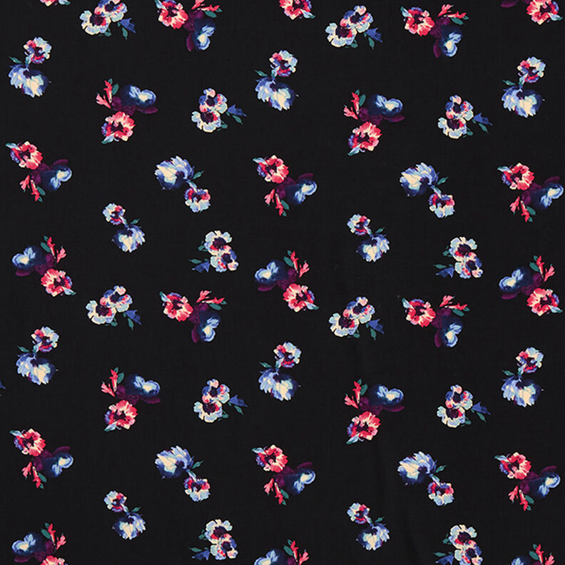 Tecido de viscose Pintura floral – preto,  image number 1