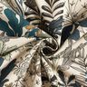 Tecido para decoração Meio linho Panamá Floresta de folhas – natural/azul petróleo,  thumbnail number 3