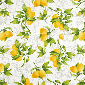 Tecido para decoração Panamá Limões – branco/amarelo-limão, 