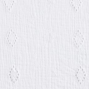 Musselina/ Tecido plissado duplo Bordado inglês Losango – branco, 