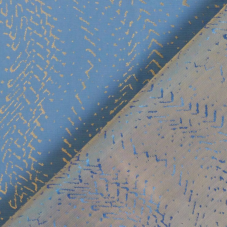 Tecido para forro Jacquard Padrão de escamas – azul/dourado,  image number 4