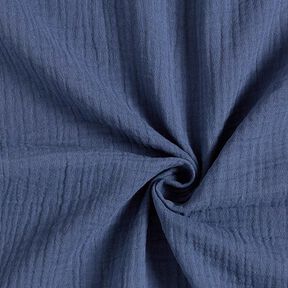 GOTS Musselina/ Tecido plissado duplo | Tula – azul ganga, 