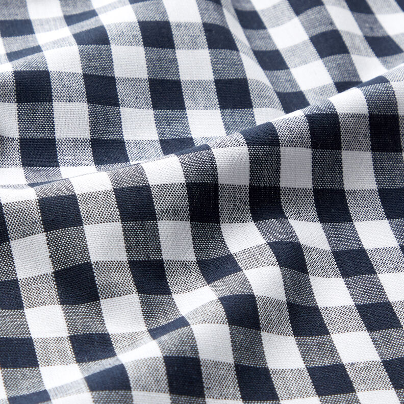 Tecido de algodão Xadrez Vichy 1 cm – preto azulado/branco,  image number 2