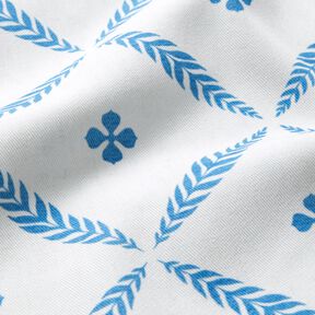Tecido para decoração Sarja de algodão Losangos elegantes – branco/azul, 