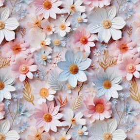 Popelina de algodão Flores de papel Impressão Digital – rosa-velho claro, 