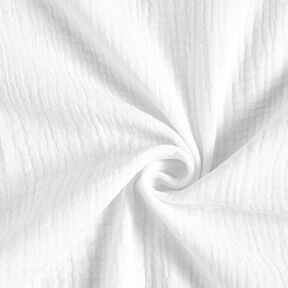 GOTS Musselina/ Tecido plissado duplo | Tula – branco, 