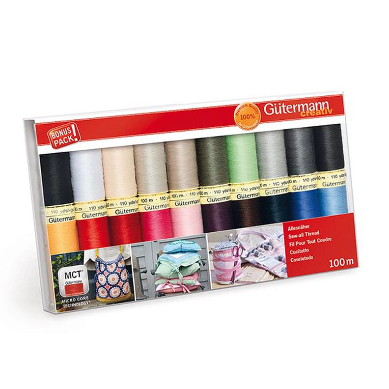 Kit de linhas de coser Fio cose-tudo | BONUS PACK! [20 carrinhos de 100 m cada] | Gütermann creativ,  image number 1