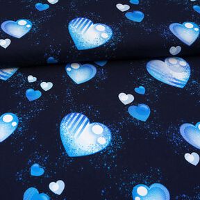 Jersey de algodão Corações azuis | Glitzerpüppi – azul-marinho, 