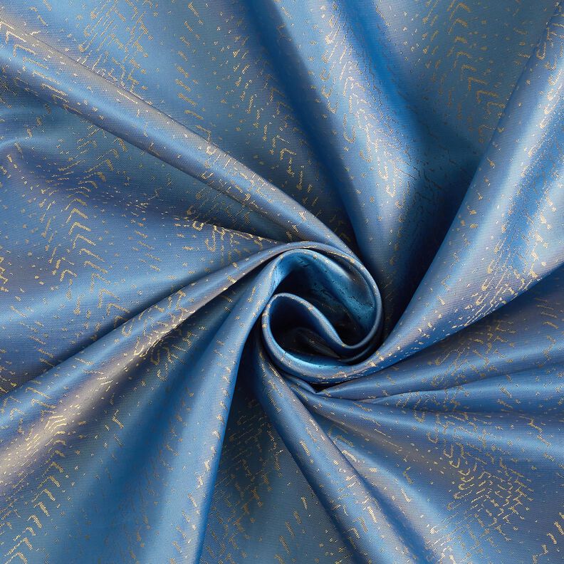 Tecido para forro Jacquard Padrão de escamas – azul/dourado,  image number 3