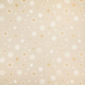 Tecido para decoração Meio linho Panamá Estrelas brilhantes – dourado/branco, 