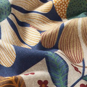 Tecido para decoração Meio linho Panamá Imagem floral – natural/azul, 