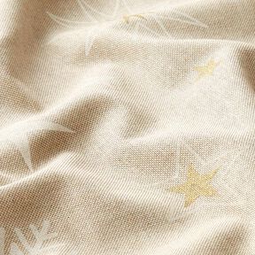 Tecido para decoração Meio linho Panamá Estrelas brilhantes – dourado/branco, 