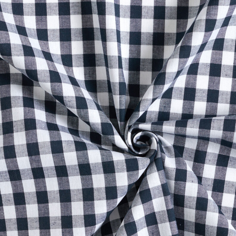 Tecido de algodão Xadrez Vichy 1 cm – preto azulado/branco,  image number 3
