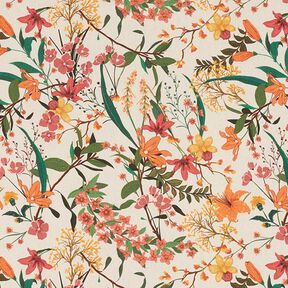 Tecido para decoração Meio linho Panamá Floral – damasco/natural, 